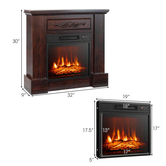 1400W TV Stand Electric Fireplace Mantel With Remote Control-Natural - Image 4