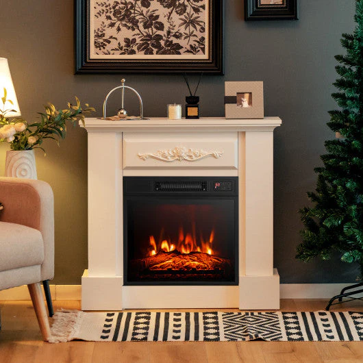 1400W TV Stand Electric Fireplace Mantel With Remote Control-White - Image 2