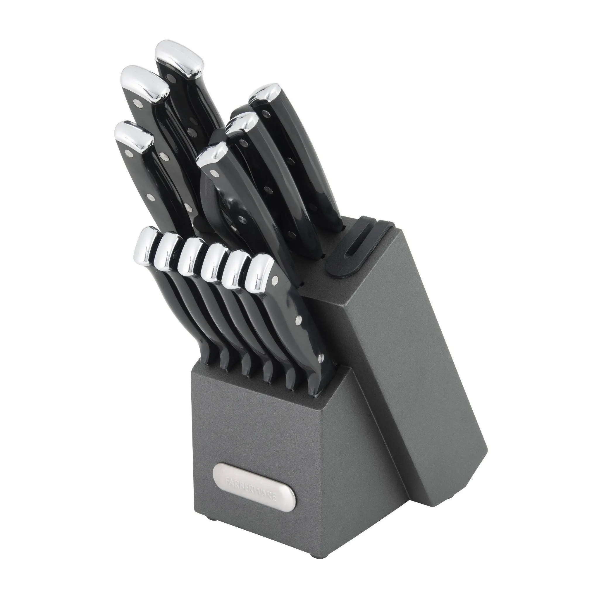 14pc Triple Rivet Knife Block Set with Edgekeeper Sharpener- Graphite