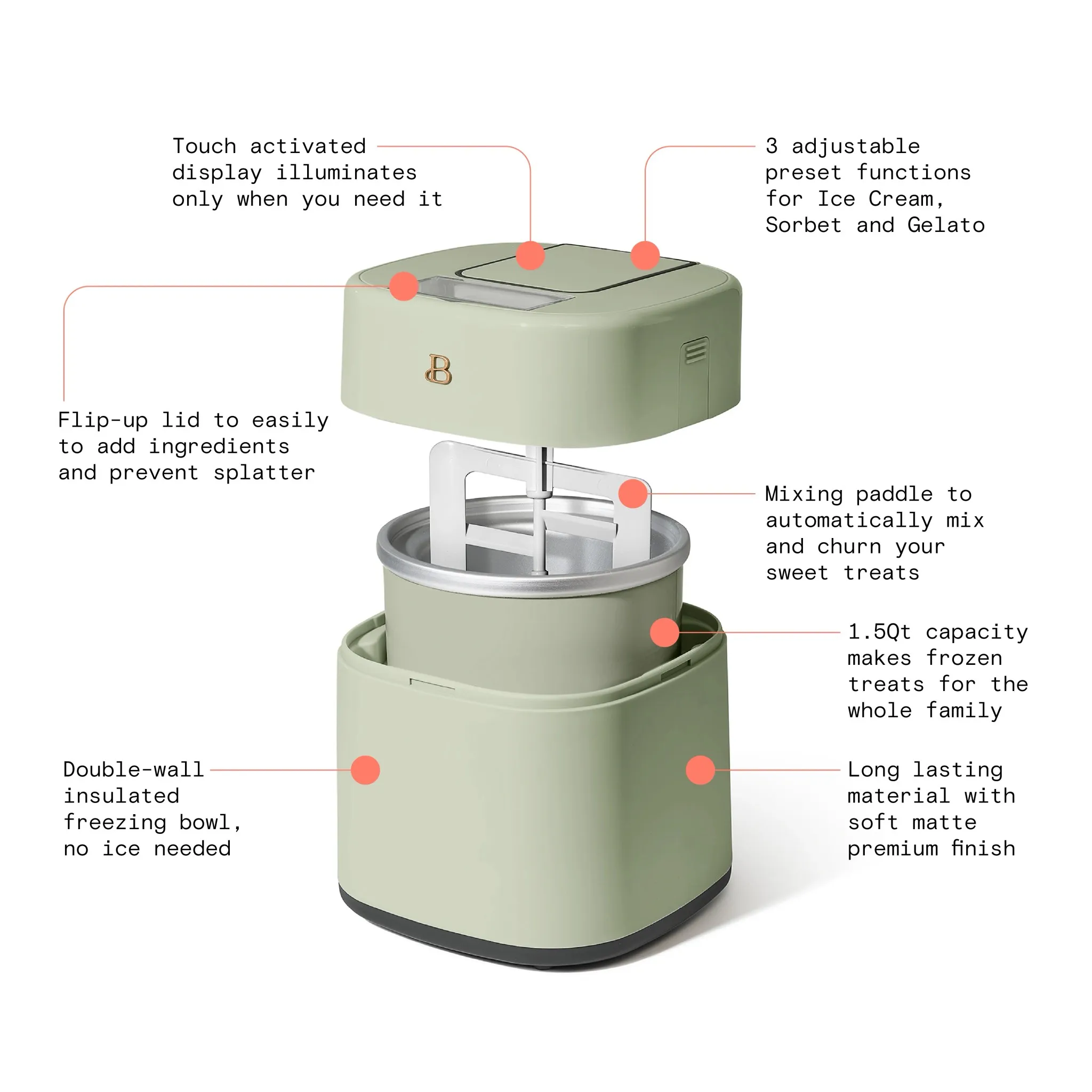 1.5 Qt Ice Cream Maker - Sage Green - Image 3