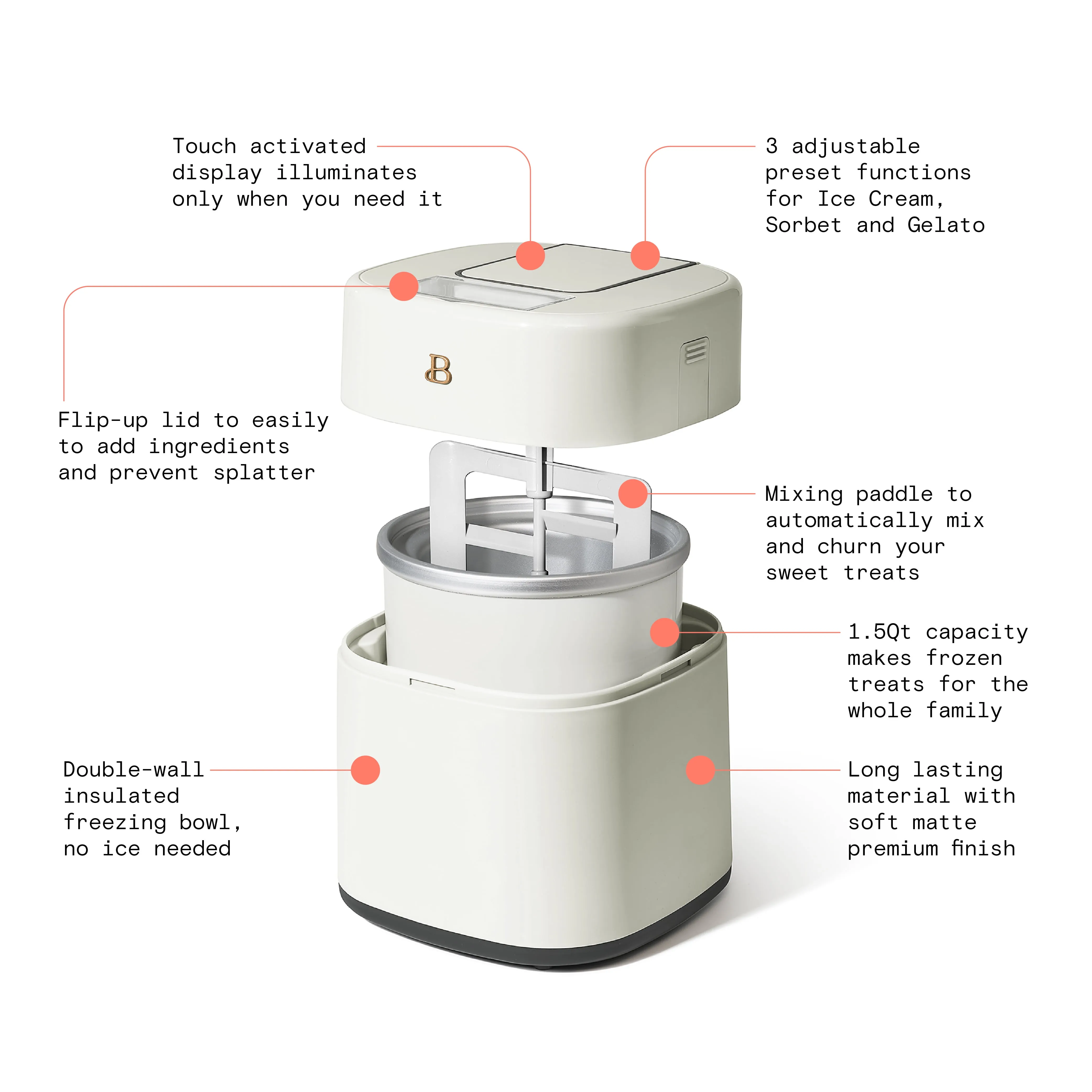 1.5 Qt Ice Cream Maker - Touch Activated Display - Image 8