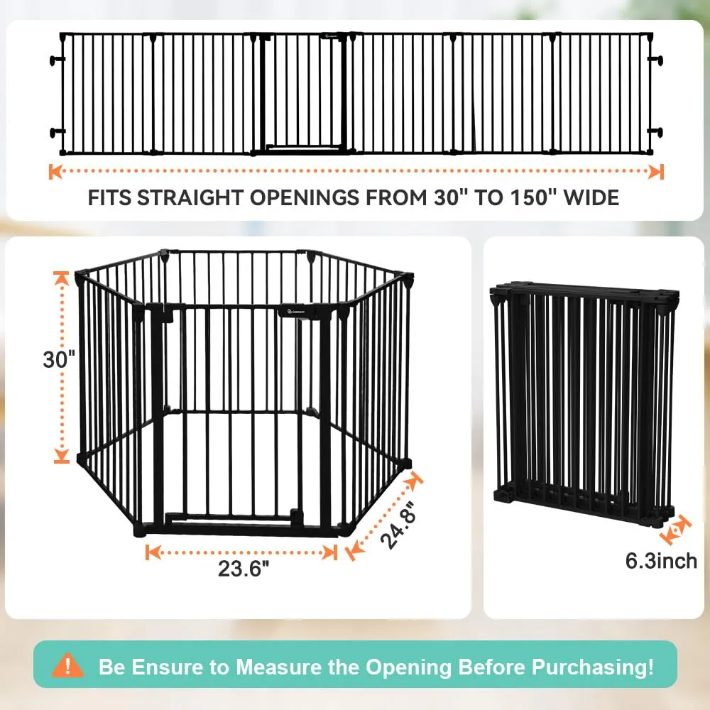150" Extra Wide Baby Gate with Door - Black - Image 5