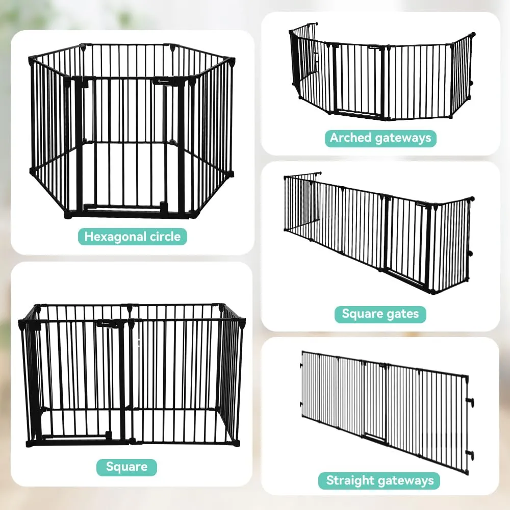 150" Extra Wide Baby Gate with Door - Black - Image 6
