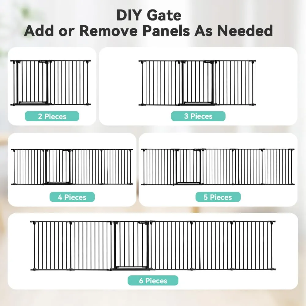 150" Extra Wide Baby Gate with Door - Black - Image 4