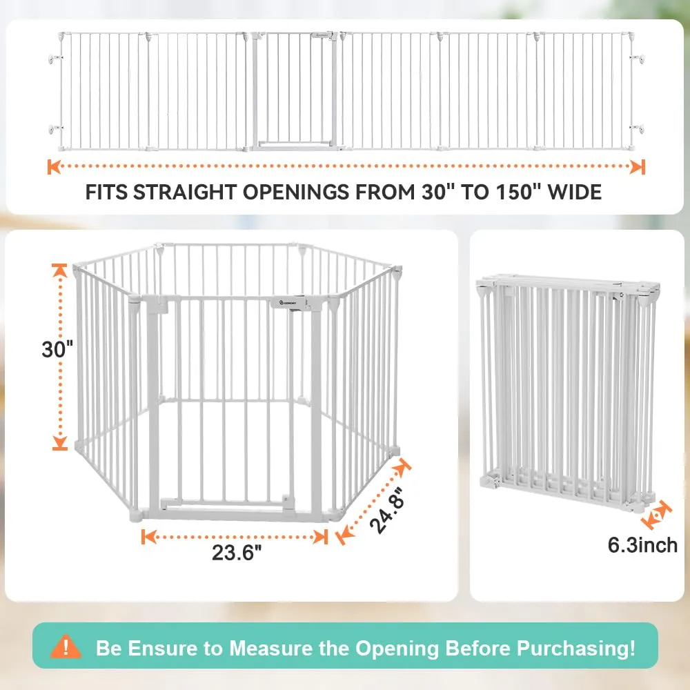 150" Extra Wide Baby Gate with Door - White - Image 4