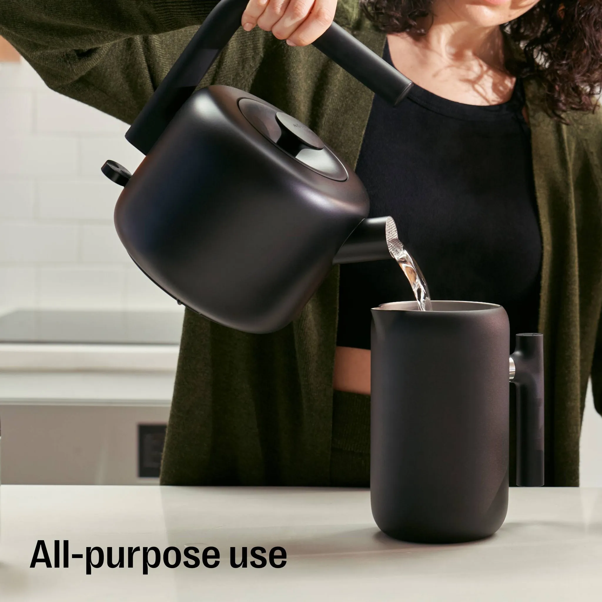 1.5L Clyde Electric Tea Kettle Matte Black: Stainless Steel, 1500W, Plastic Lid, Steel Handle, 5.51 lbs, 10.62" Height - Image 3