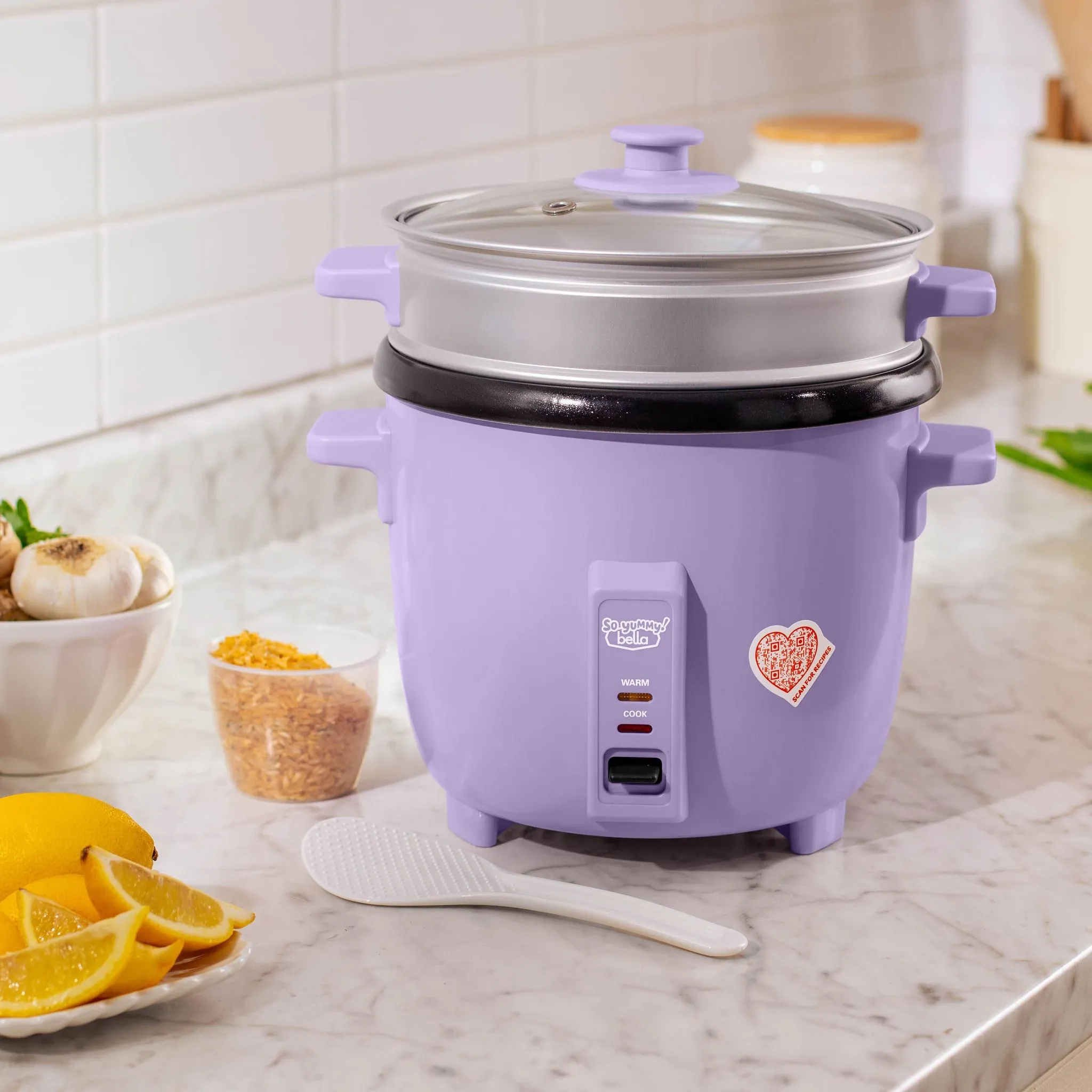 16 Cup Rice Cooker and Steamer Lavender: Purple Rice Maker & Food Steamer, 2 Settings, Dishwasher-Safe - Image 5