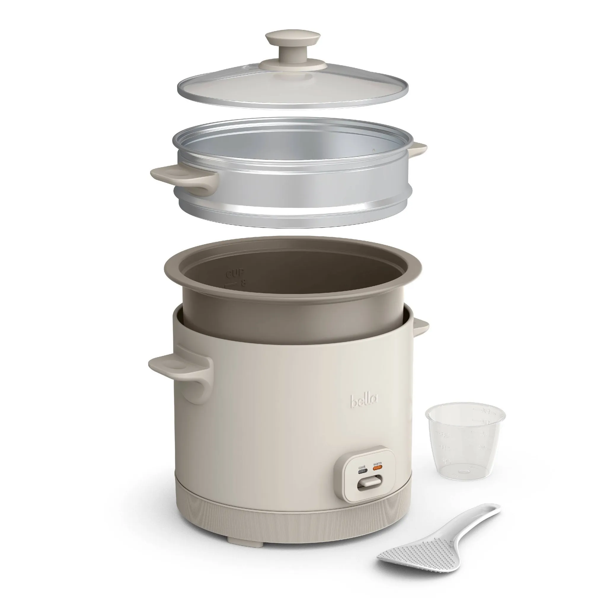 16 Cup Rice Cooker with Steamer Oatmilk: Nonstick Coating, Automatic Keep Warm, Tempered Glass Lid, 2 Settings - Image 3