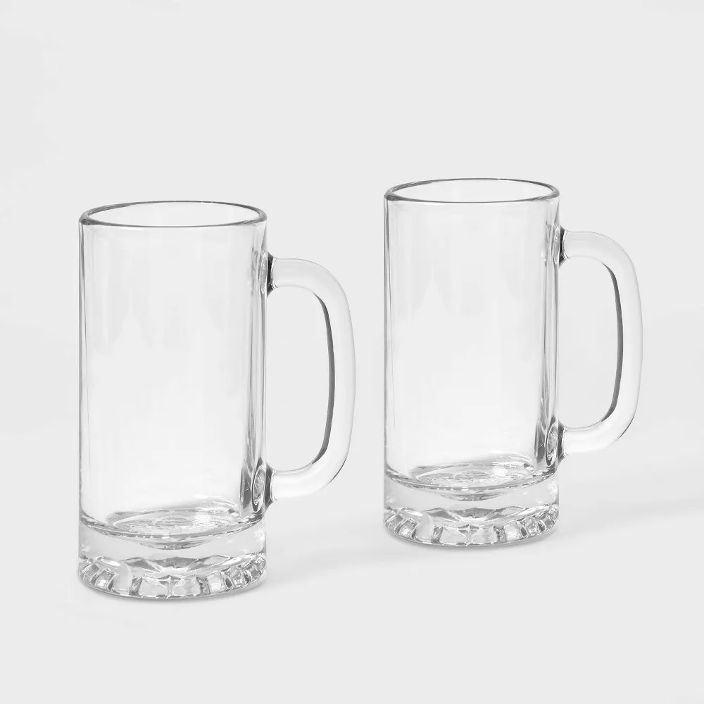 16 fl oz Glass Beer Mugs - 2-Pack - Image 2