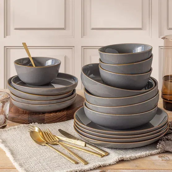 16-Piece Dinnerware Set - Dark Grey - Image 2