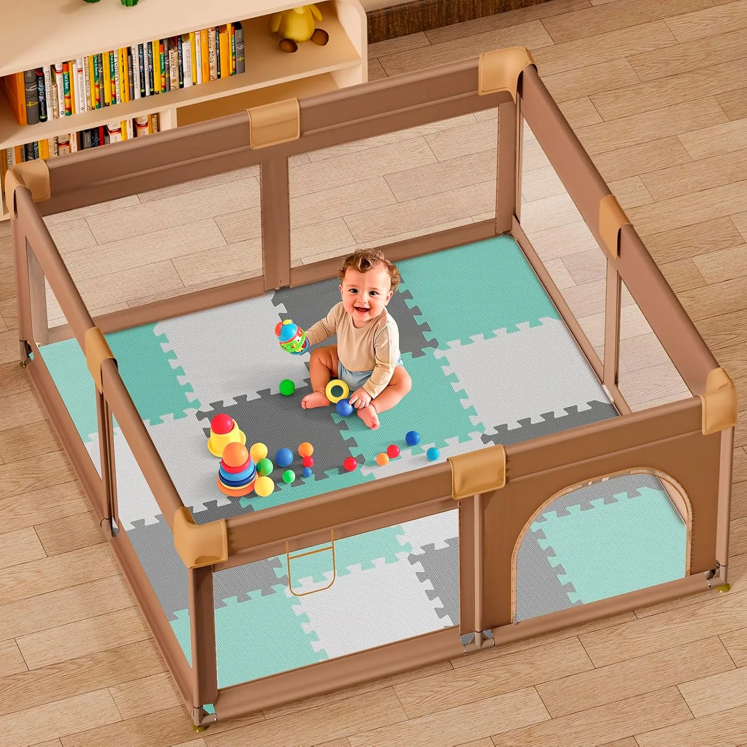 16-Piece Foam Baby Play Mat - Grey, White, Blue - Image 6