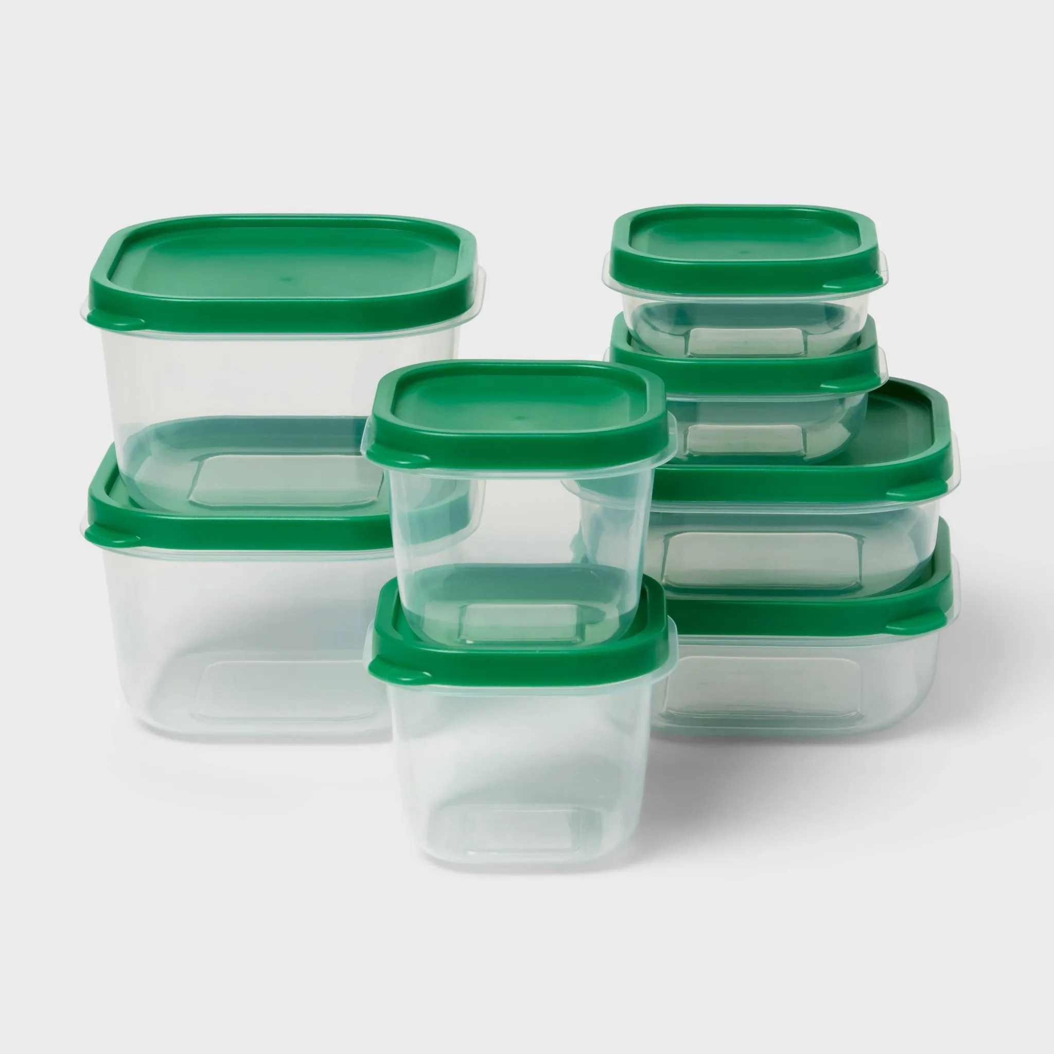 16-Piece Plastic Food Storage Container Set - Green