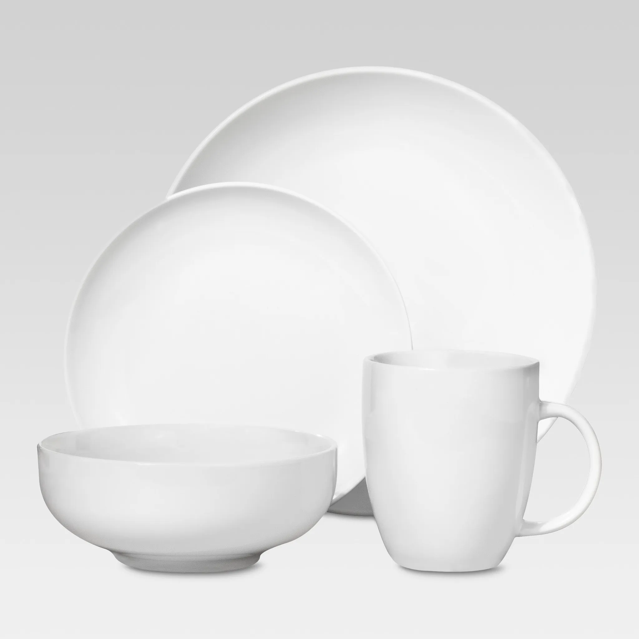 16-Piece Porcelain Coupe Dinnerware Set - White