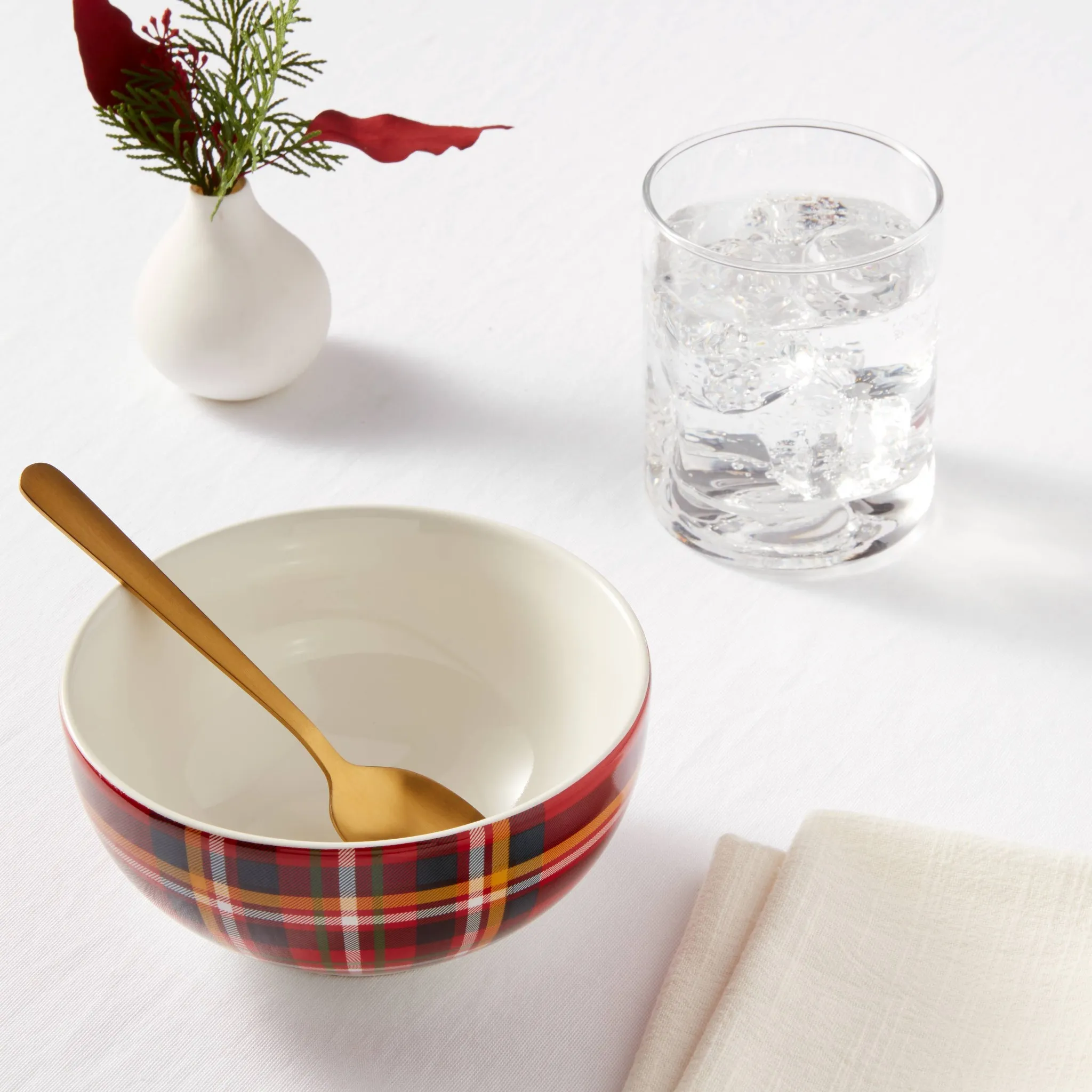 16oz 4pk Porcelain Plaid Bowls - Image 3