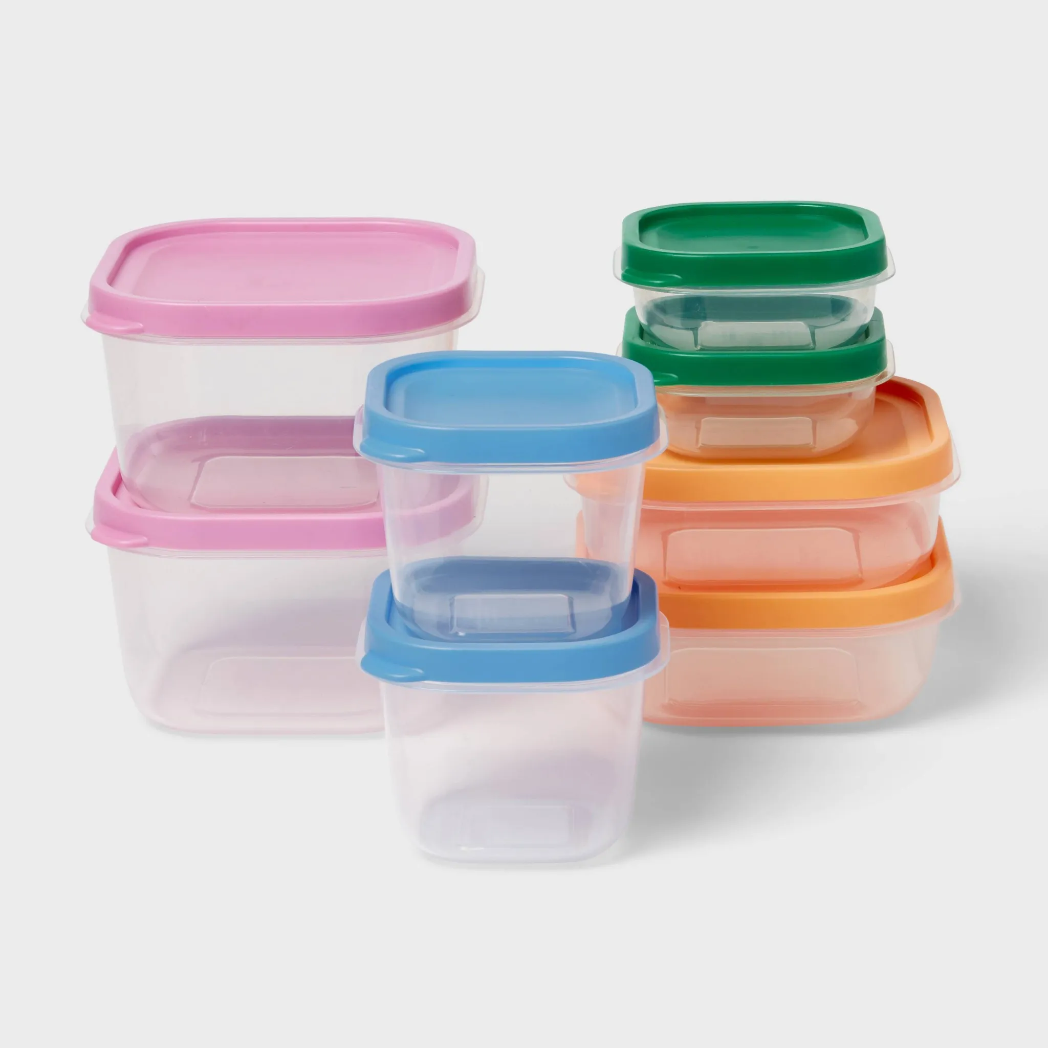 16pc Plastic Food Storage Container Set - Yellow/Green - Image 2