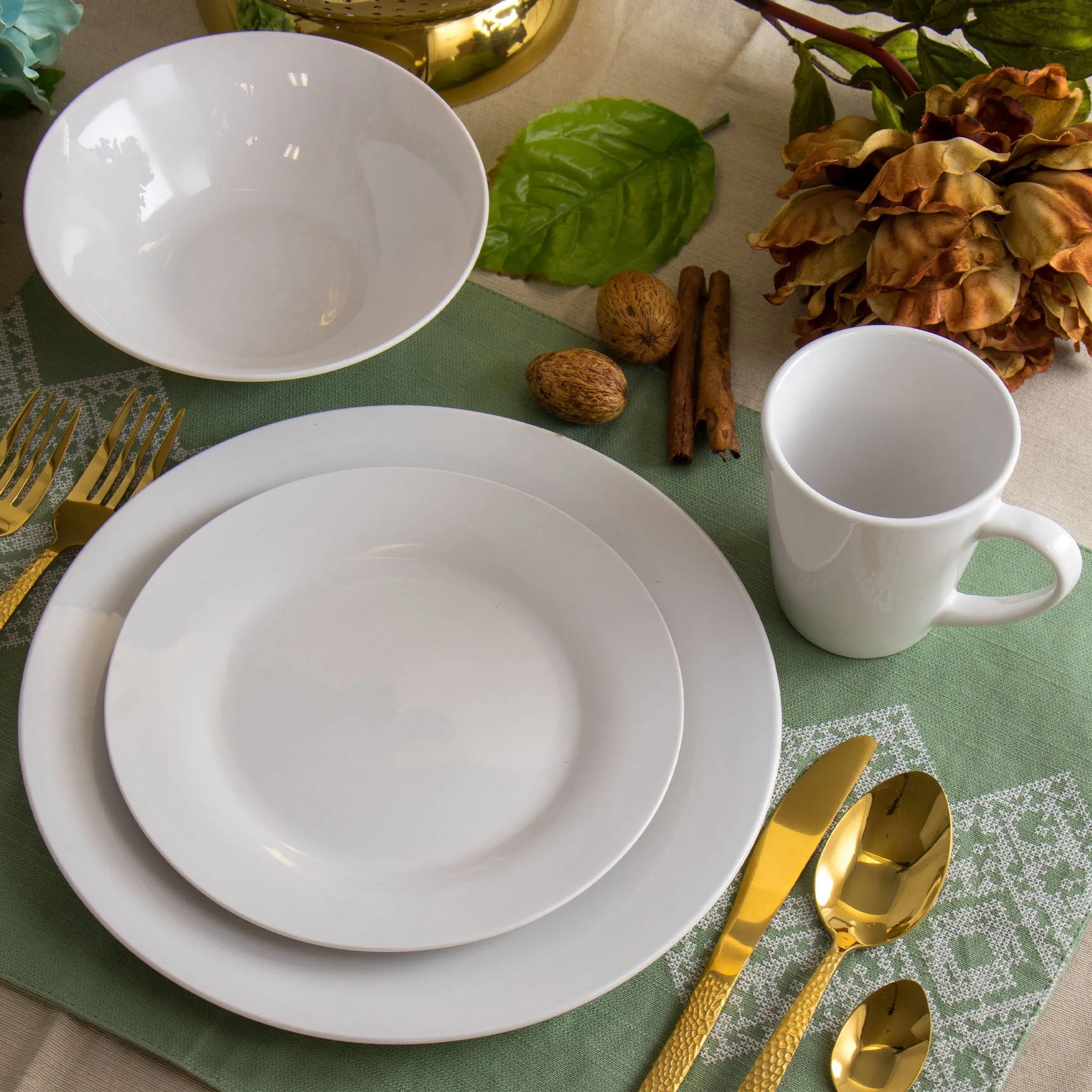 16pc Porcelain Dinnerware Set - White - Image 3