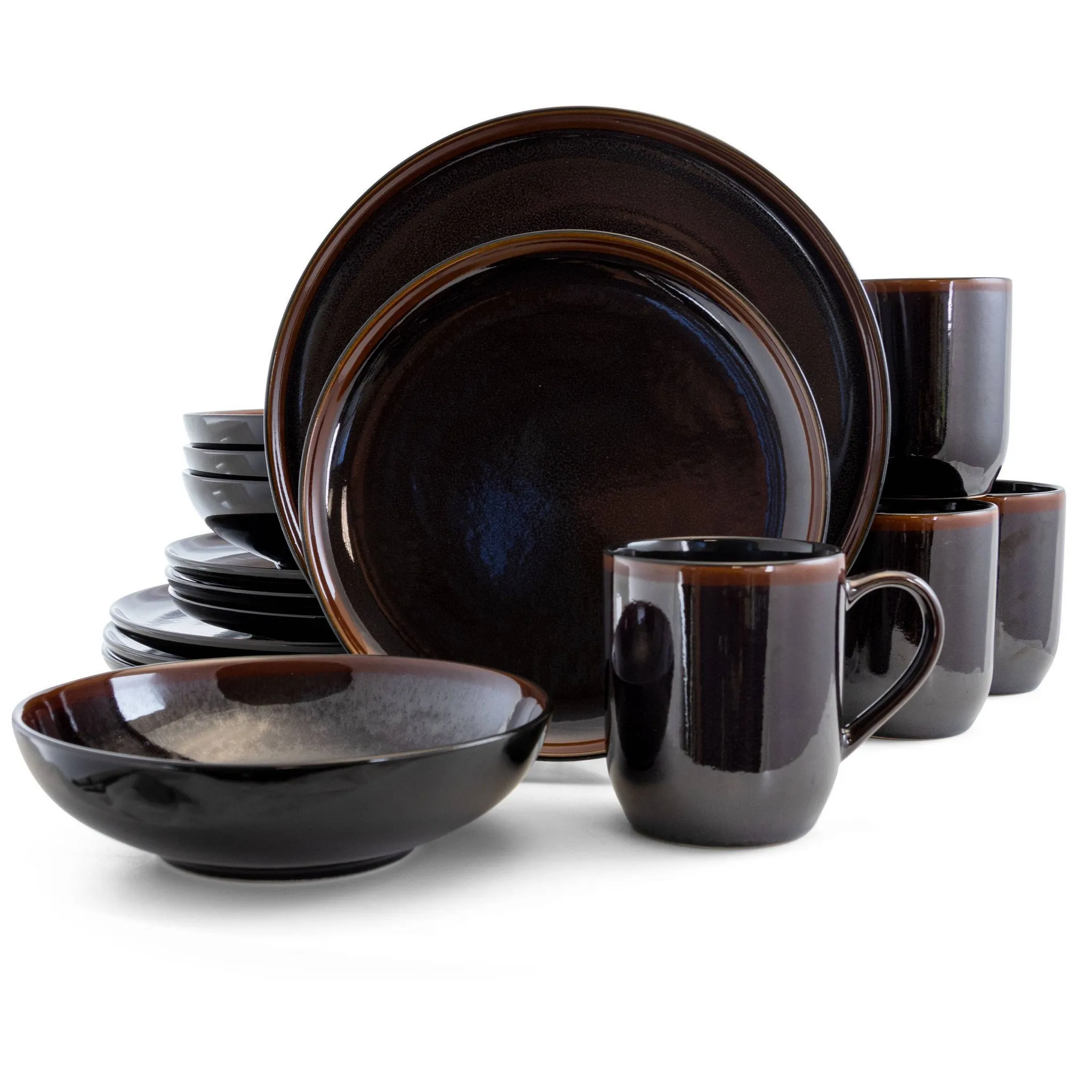 16pc Stoneware Dinnerware Set - Brown