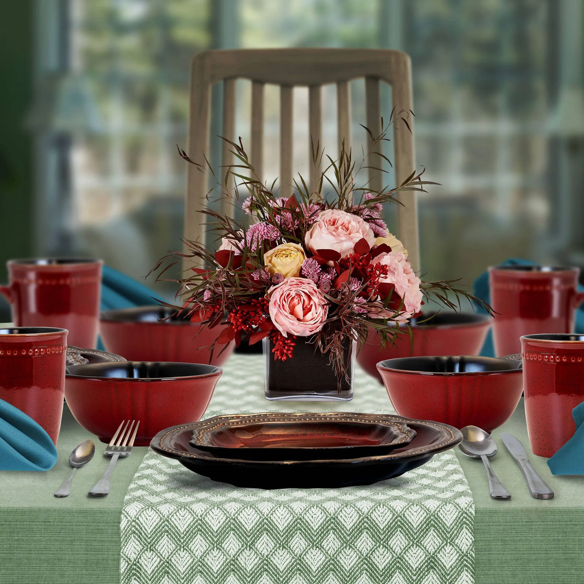 16pc Stoneware Dinnerware Set - Ruby Lagoon