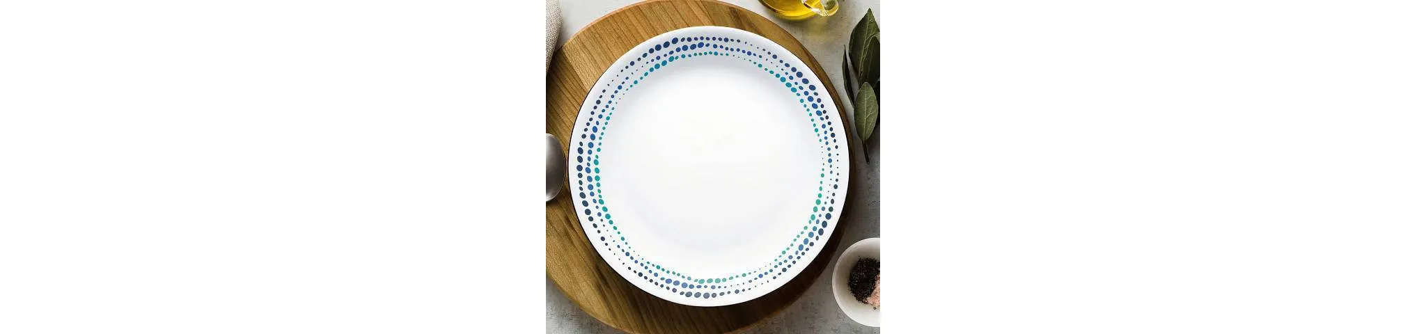 16pc Vitrelle Ocean Blues Dinnerware Set: Polka Dot Plates & Bowls, Service for 4 - Image 3
