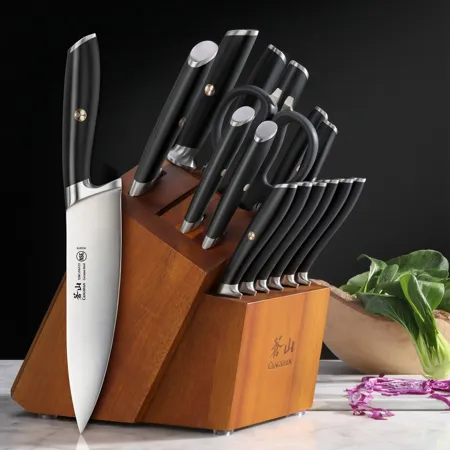 17-Piece German Steel Forged Knife Set - Natural Wood - Image 2
