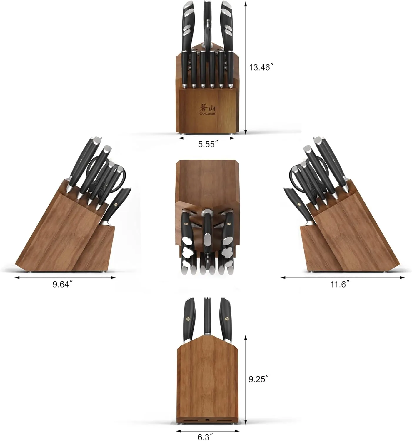 17-Piece German Steel Forged Knife Set - Natural Wood - Image 4