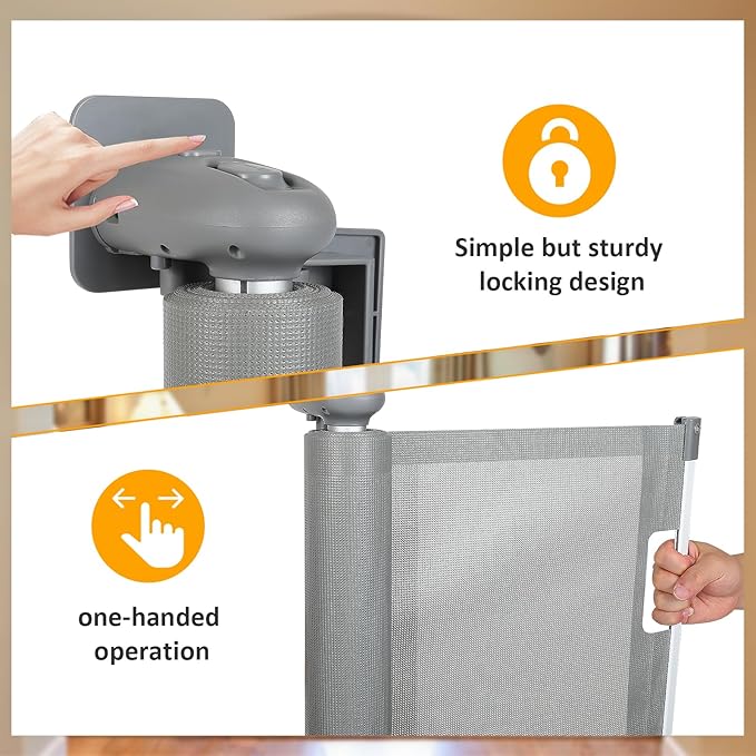 177" Retractable Mesh Safety Gate (Grey) - Image 2
