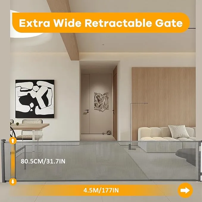 177" Retractable Mesh Safety Gate (Grey) - Image 5