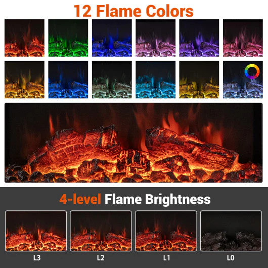 18/36 Inch 3-Sided Wall Mounted Electric Fireplace With 32/50 Inch Wide Floating Mantle-32 Inch - Image 6
