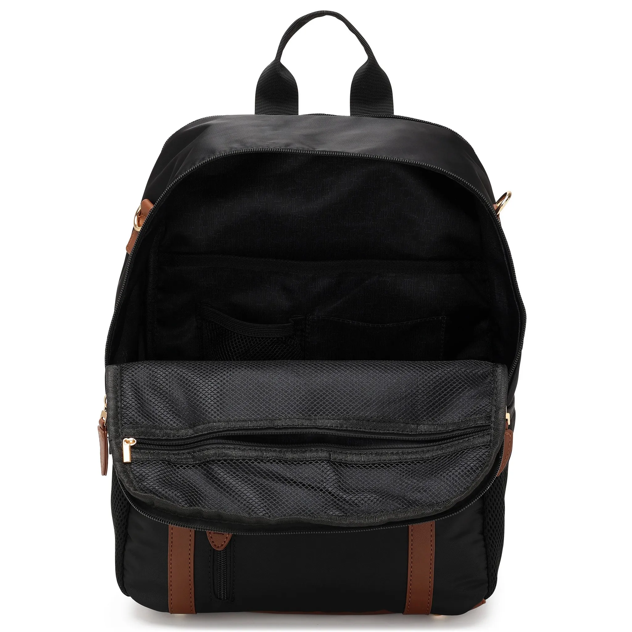 18L Luxe Journey Twill and Vegan Leather Backpack - Black - Image 4