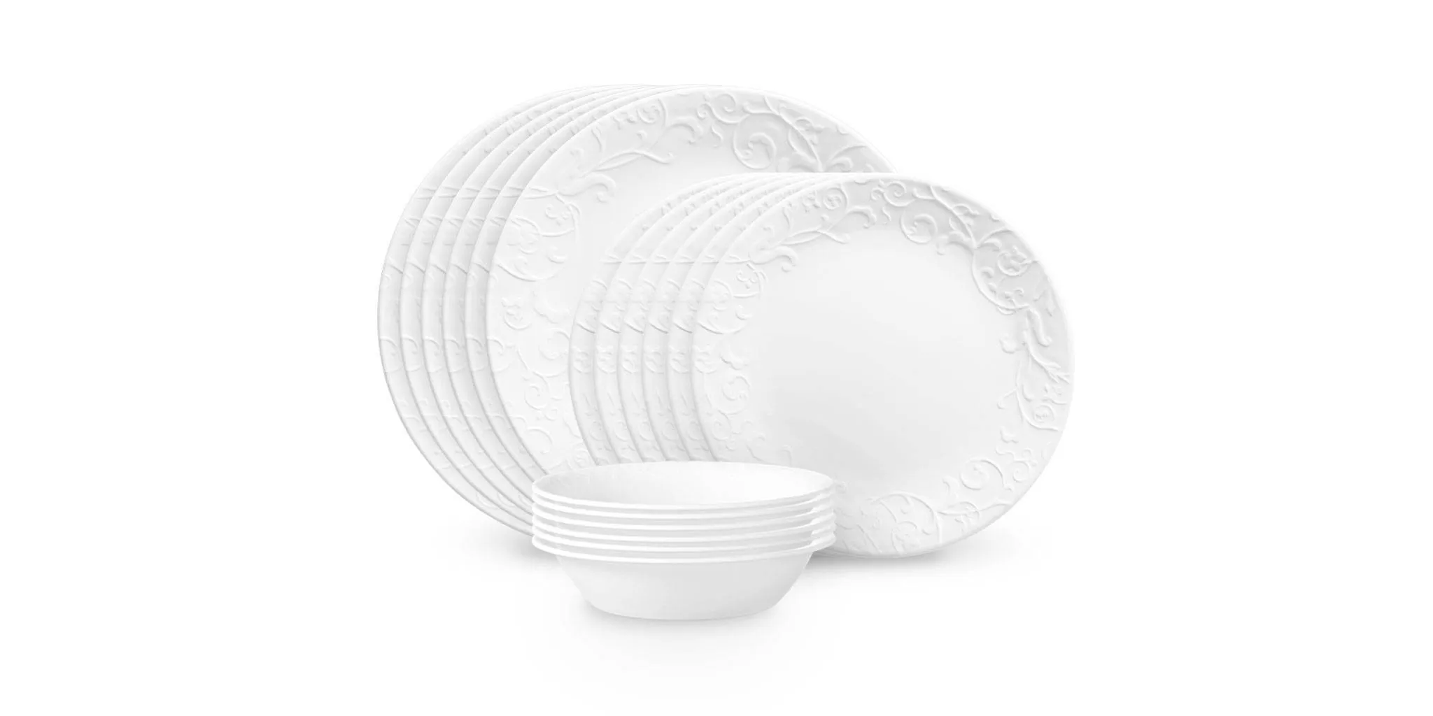 18pc Vitrelle Embossed Bella Faenza Dinnerware Set, Service for 6