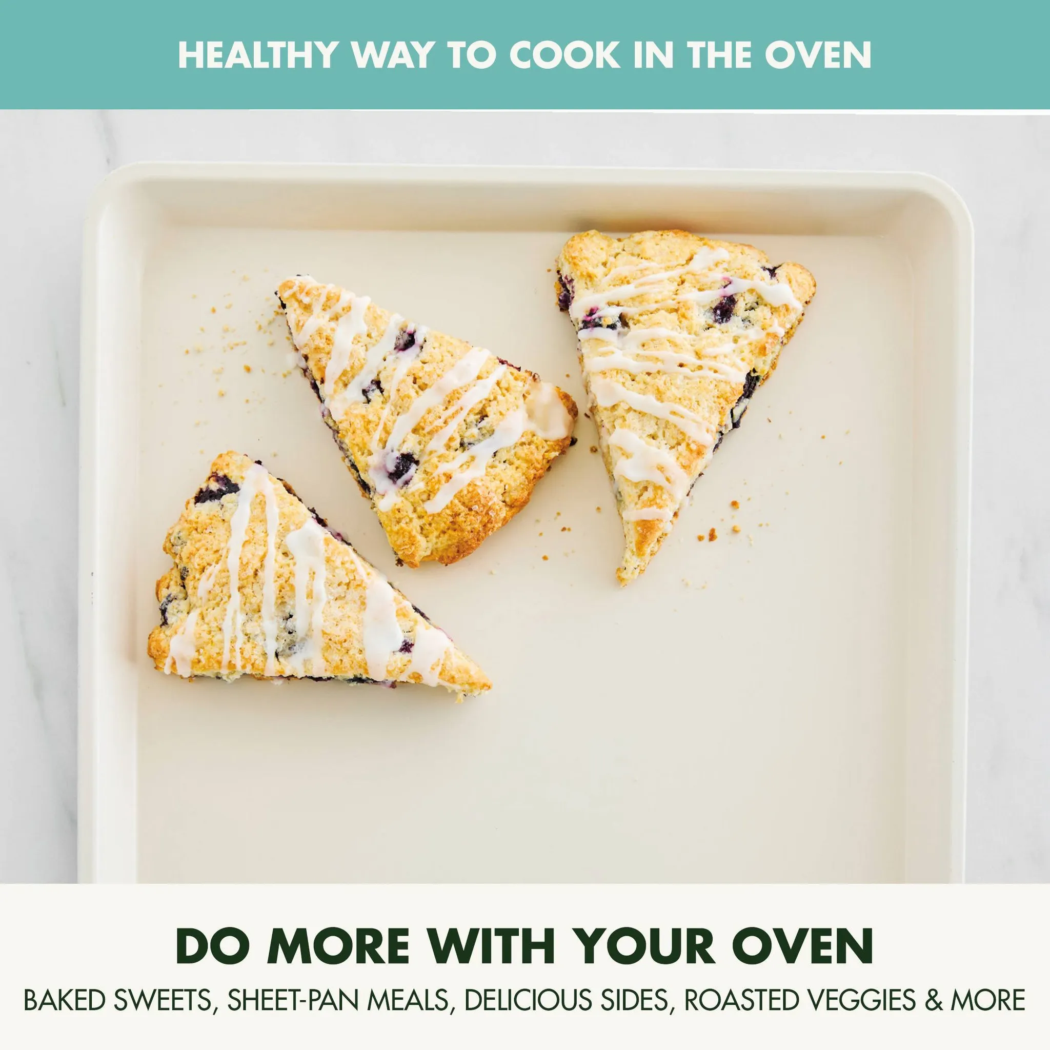 18"x13" Nonstick Ceramic Cookie Sheet Turquoise: Carbon Steel Bakeware, Dishwasher-Safe, PFOA-Free - Image 5