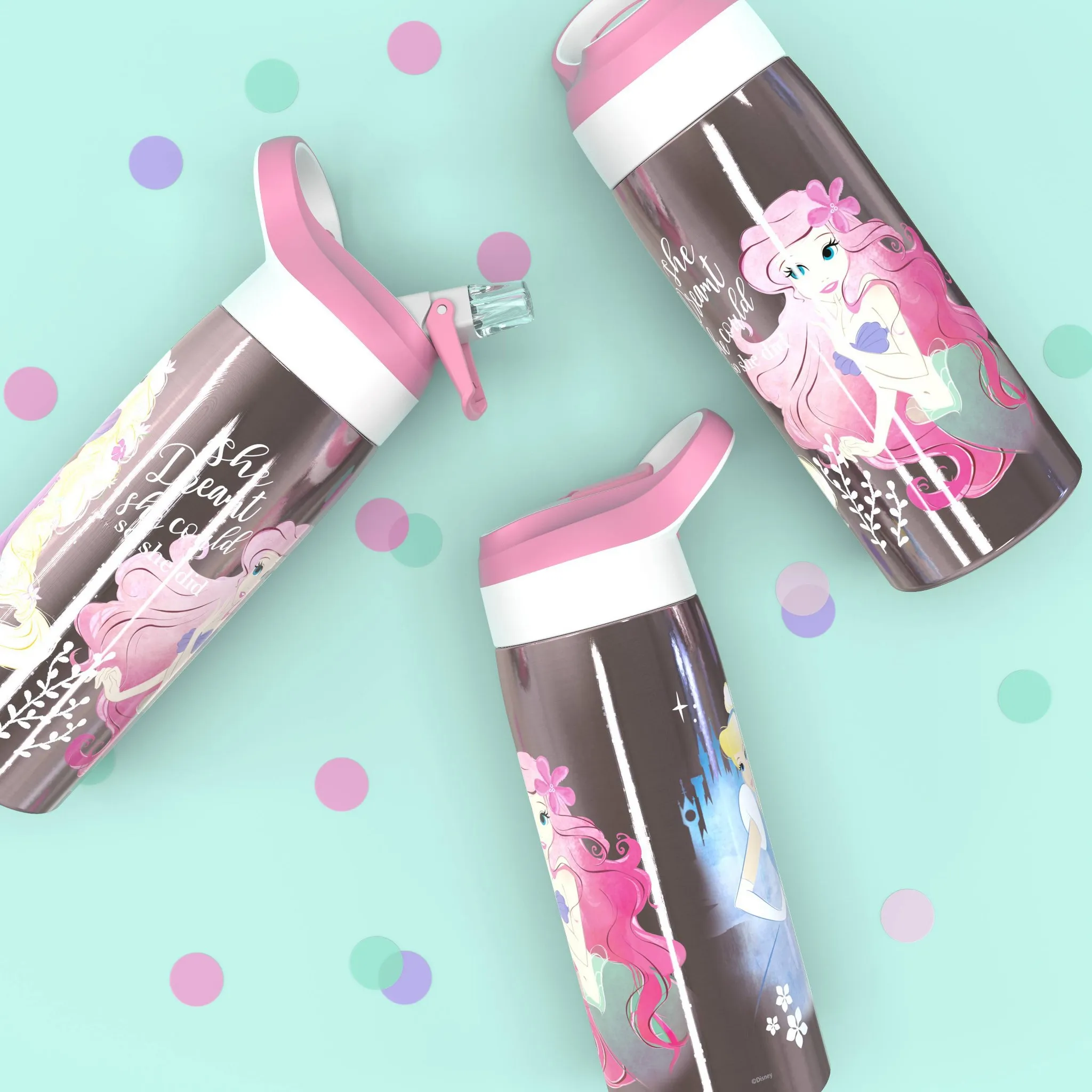19oz Stainless Steel Double Wall Water Bottle - : Kids Disney Princess, Pink, Dishwasher-Safe, Cold Beverages - Image 4
