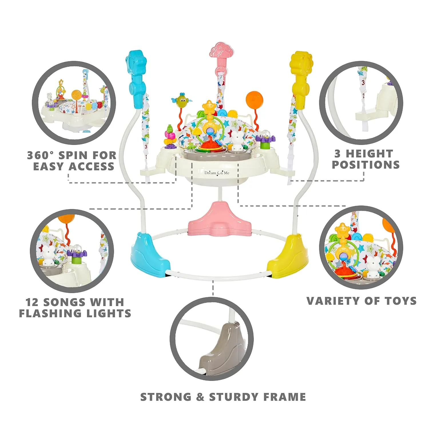 2-in-1 Baby Activity Center and Bouncer - Star Print - Image 3
