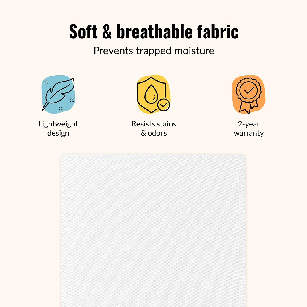 2 in 1 Breathable Fiber Two Sided Portable Mini Crib Mattress - White - Image 2