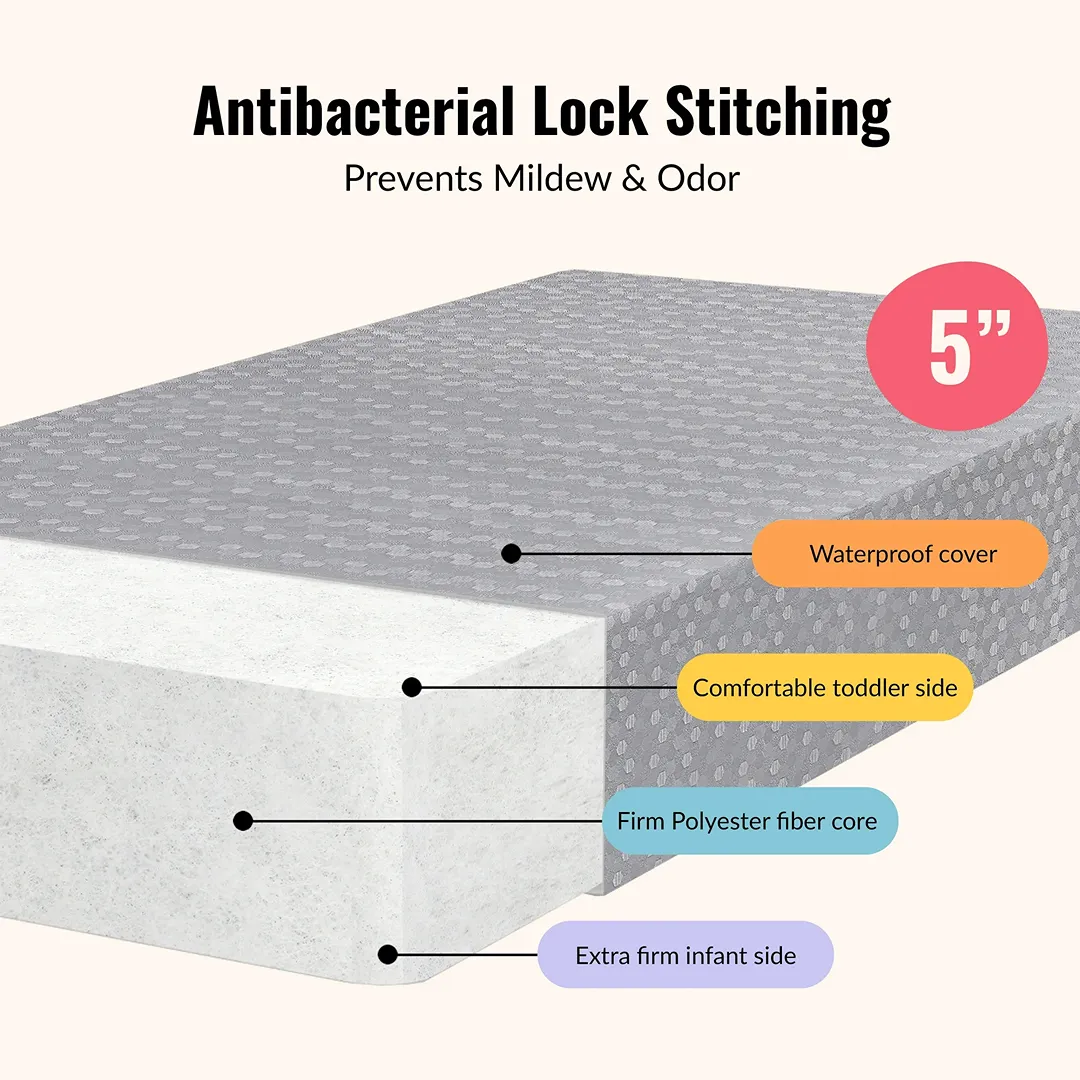 2-in-1 Crib & Toddler Mattress - Silver Honeycomb - Image 3