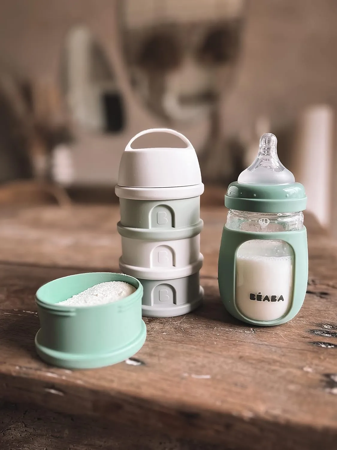 2-in-1 Glass Baby Bottle - Sage - Image 2
