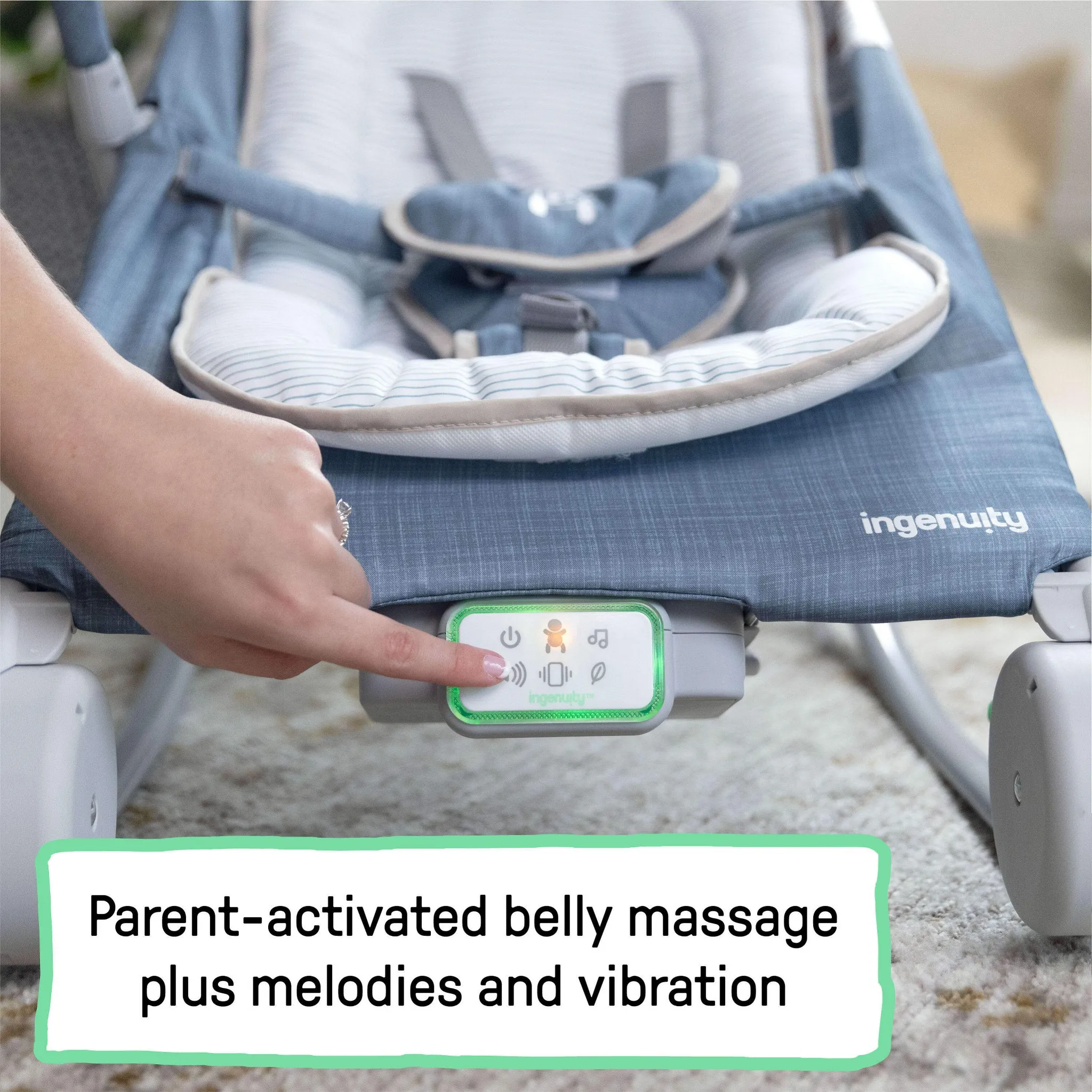 2-in-1 Happy Belly Rock To Bounce Massage Baby Seat - Chambray - Image 8