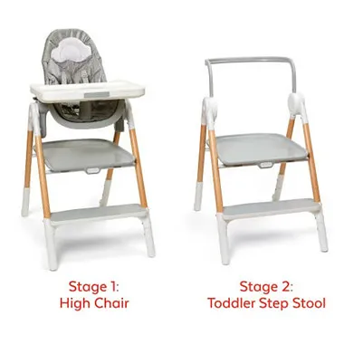 2-in-1 High Chair and Step Stool - Natural Wood - Image 2