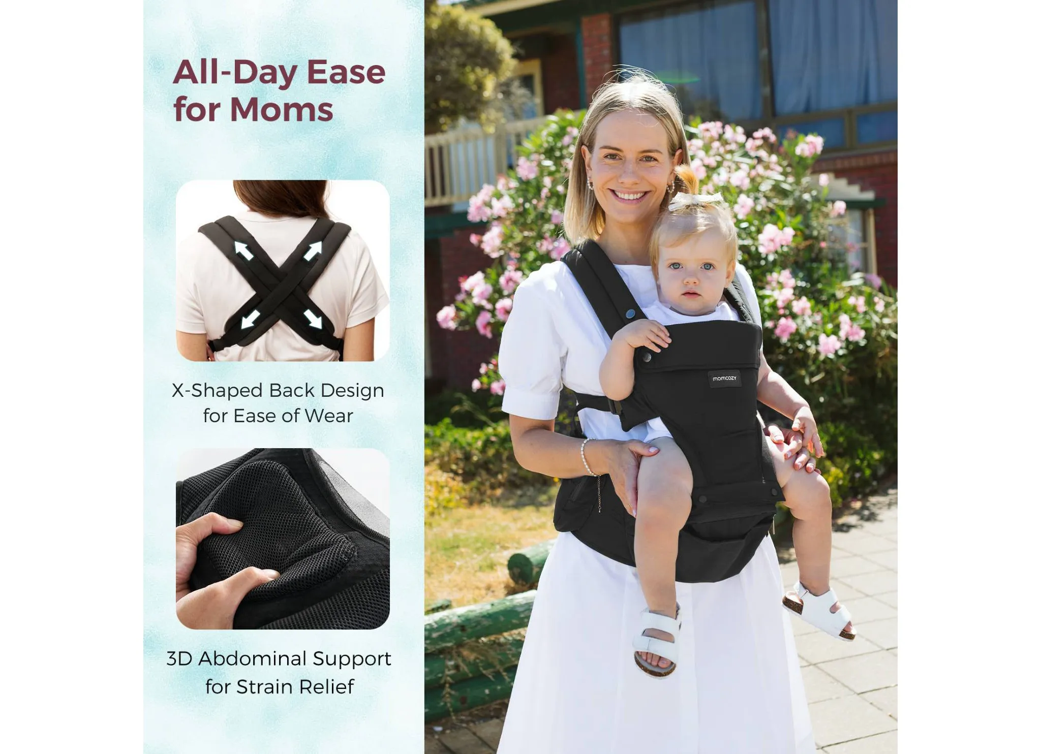 2-in-1 Hip Seat and Baby Carrier - Black - Image 5