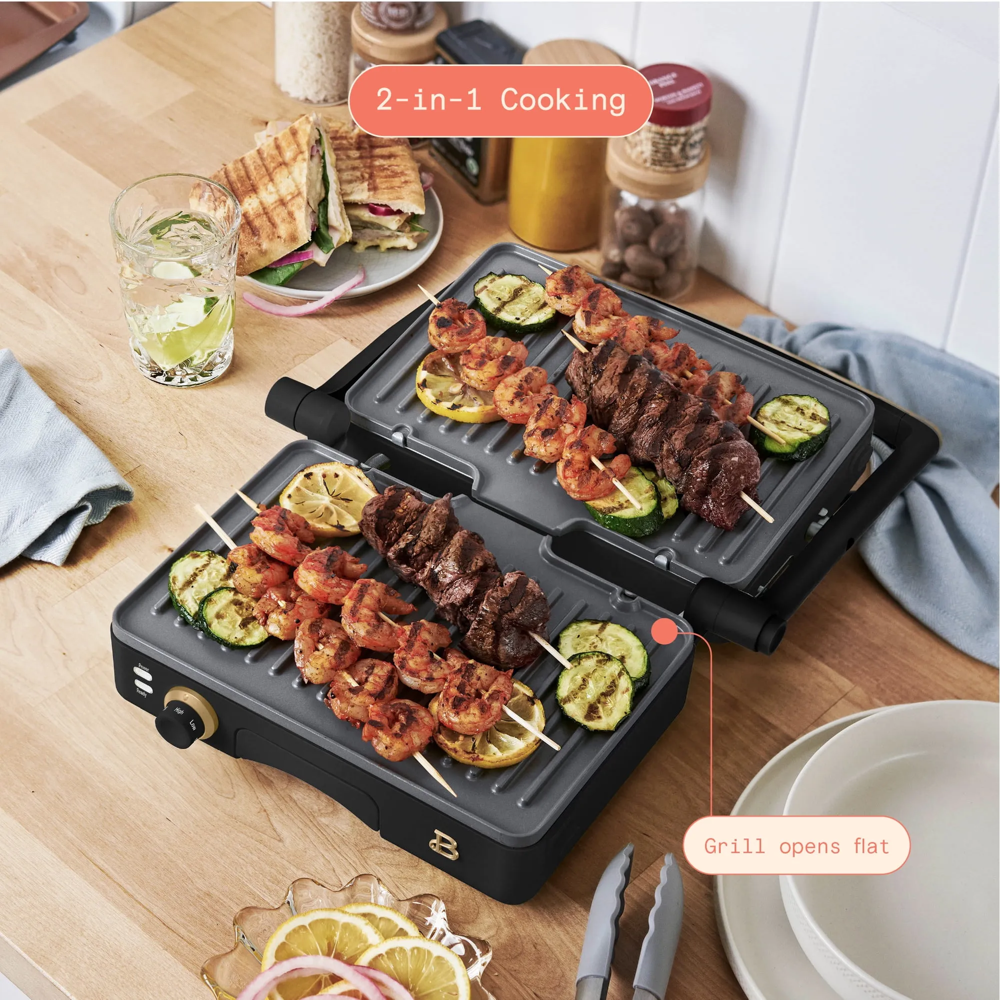 2-in-1 Panini Press & Grill - Black Sesame - Image 3