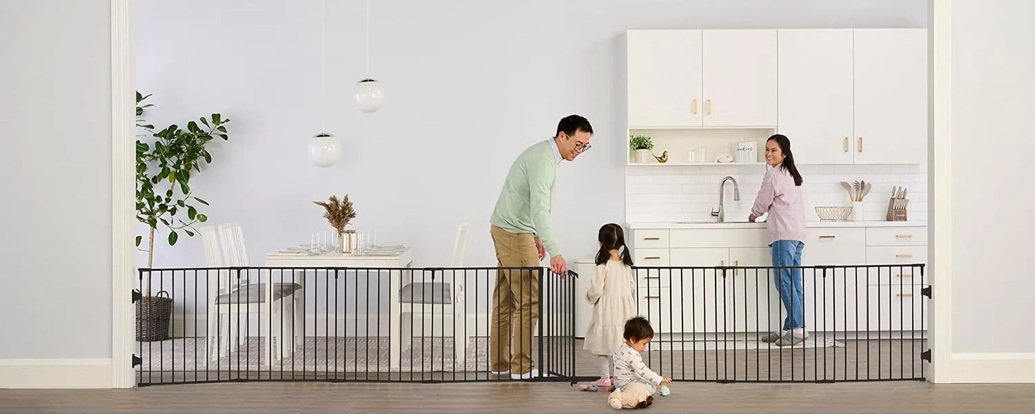 2-in-1 Play Yard Configurable Metal Safety Gate - Black - Image 2