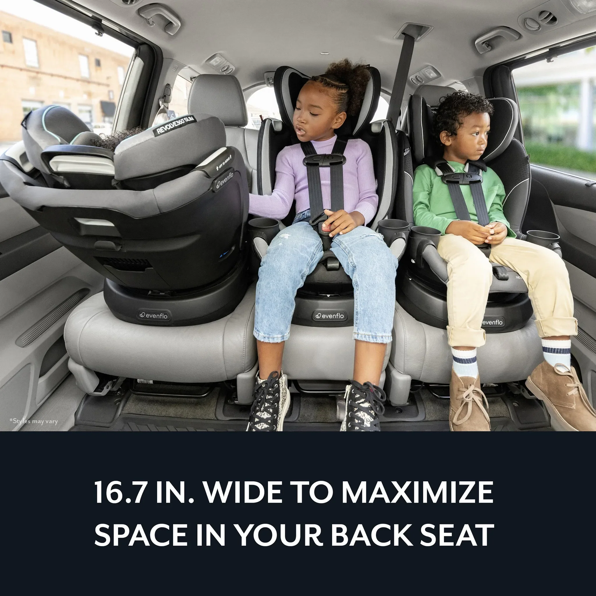 Revolve 360 Slim 2-in-1 Rotational Convertible Car Seat with Quick Clean Covert - Stow Blue - Image 4
