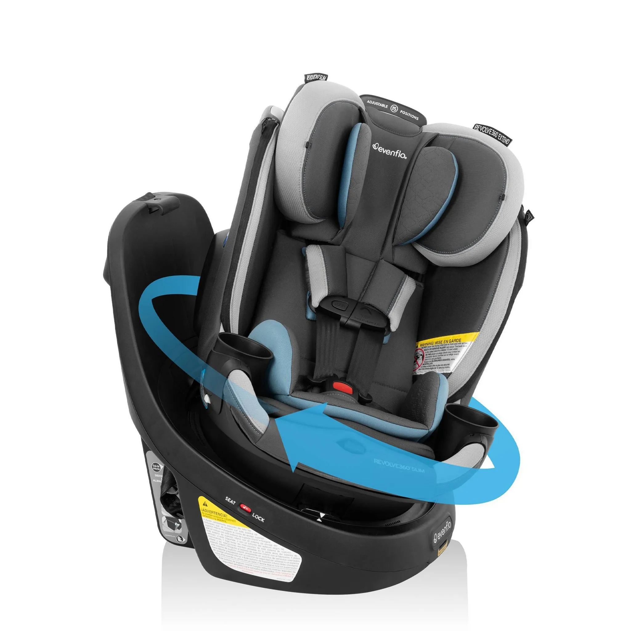 Revolve 360 Slim 2-in-1 Rotational Convertible Car Seat with Quick Clean Covert - Stow Blue