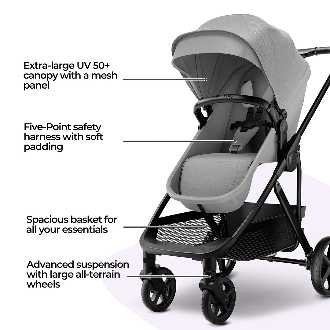 2-In-1 Stylish Stroller - Grey Rovee - Image 2