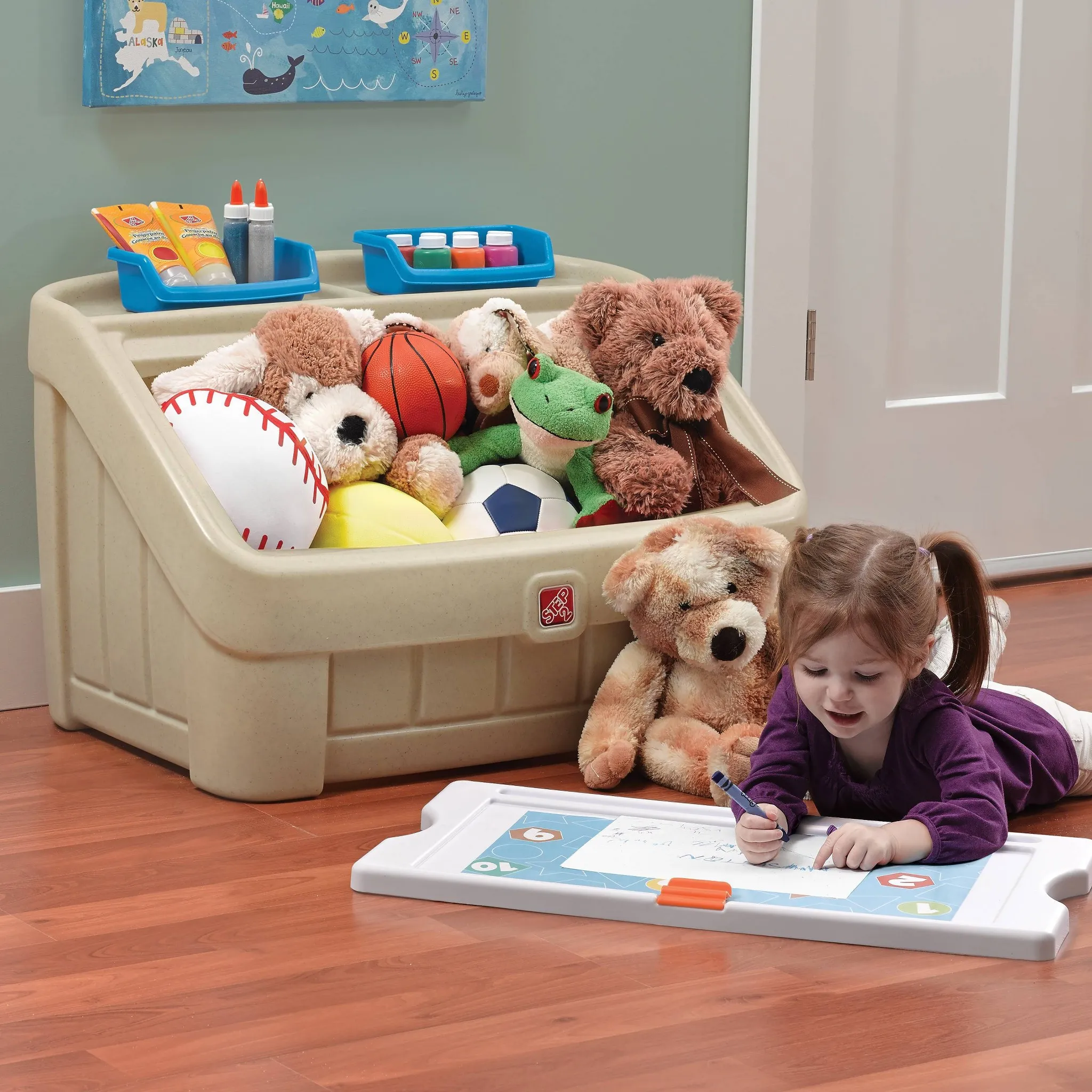 2-in-1 Toy Box & Art Lid - Tan - Image 4