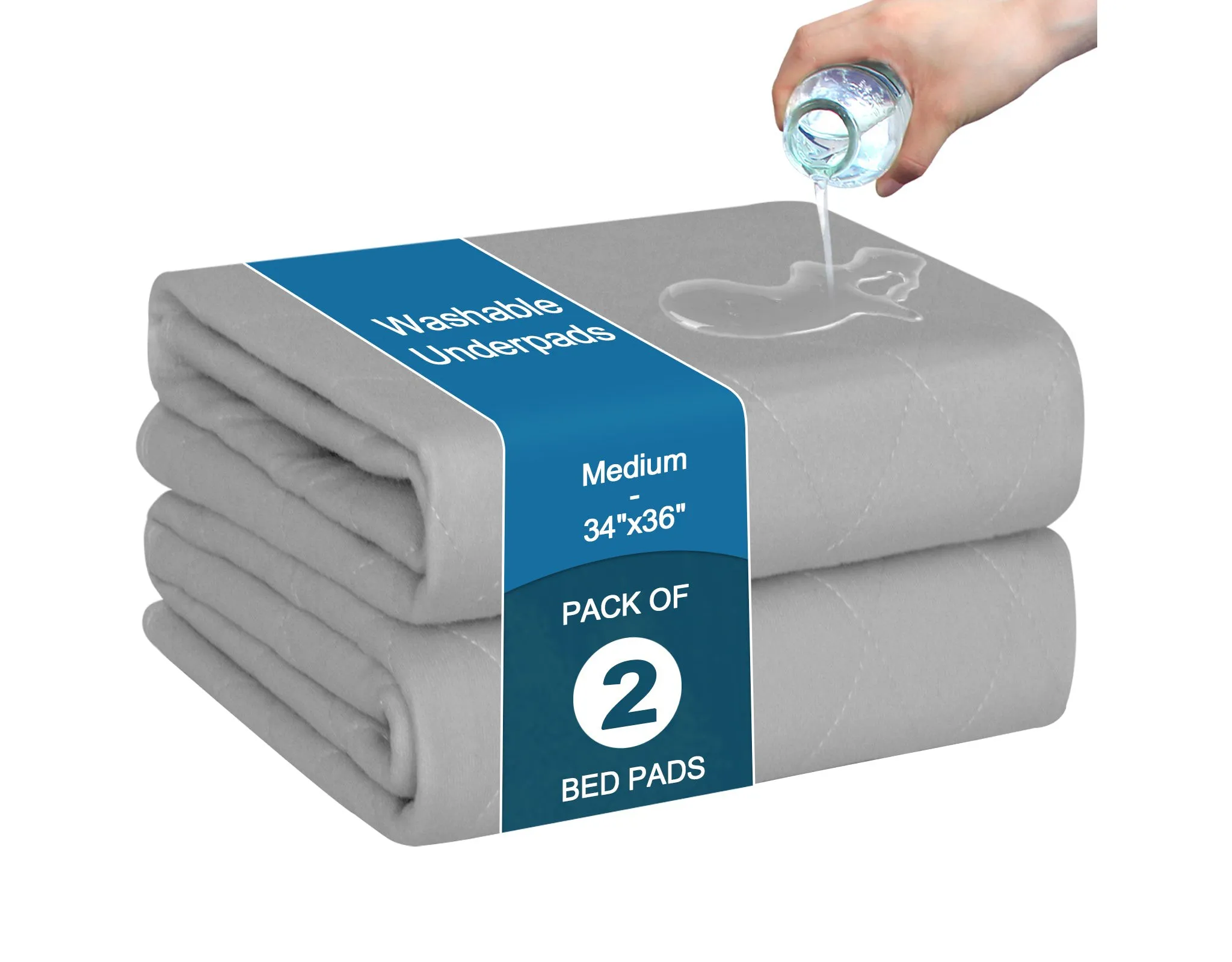 2 Pack Washable Changing Pads - Gray