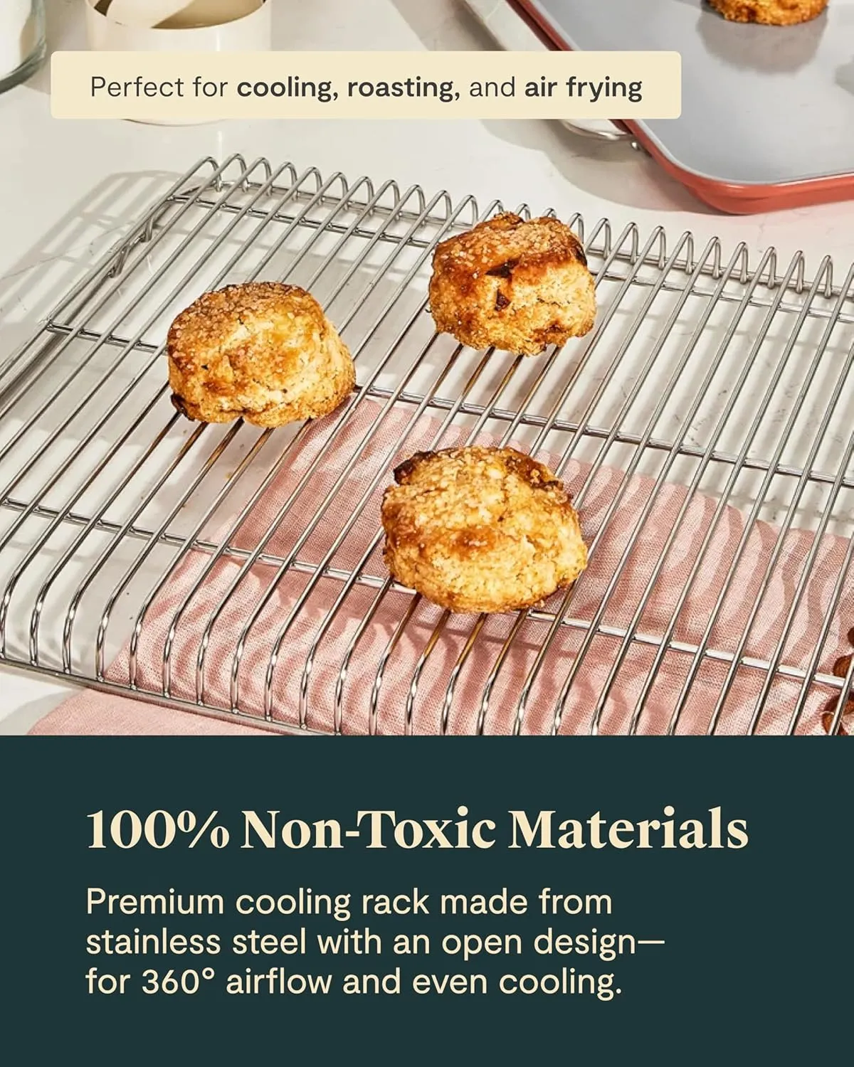 2-Piece Ceramic Baking Sheet and Cooling Rack Cookware Set - Slate - Image 3