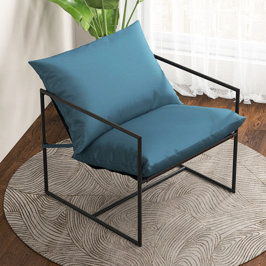 2 Pieces Sling Accent Chair Leisure Chair With Weatherproof Seat Fabric Indoor Outdoor-Navy - Image 7