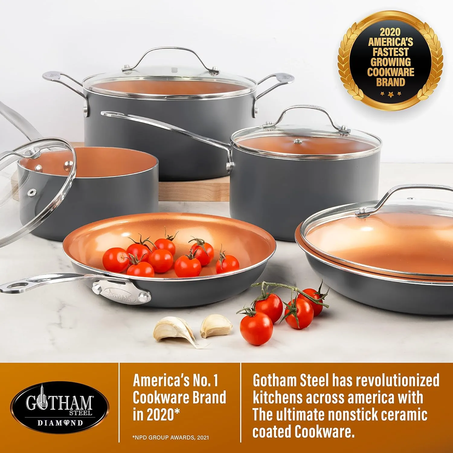 2 PK Non Stick Frying Pans Set for Cooking,10+11 Inch Nonstick Frying Pans with Ceramic Surface, Induction, Hard Anodized Frying Pans Nonstick Skillets, Oven/Dishwasher Safe, Copper - Image 5