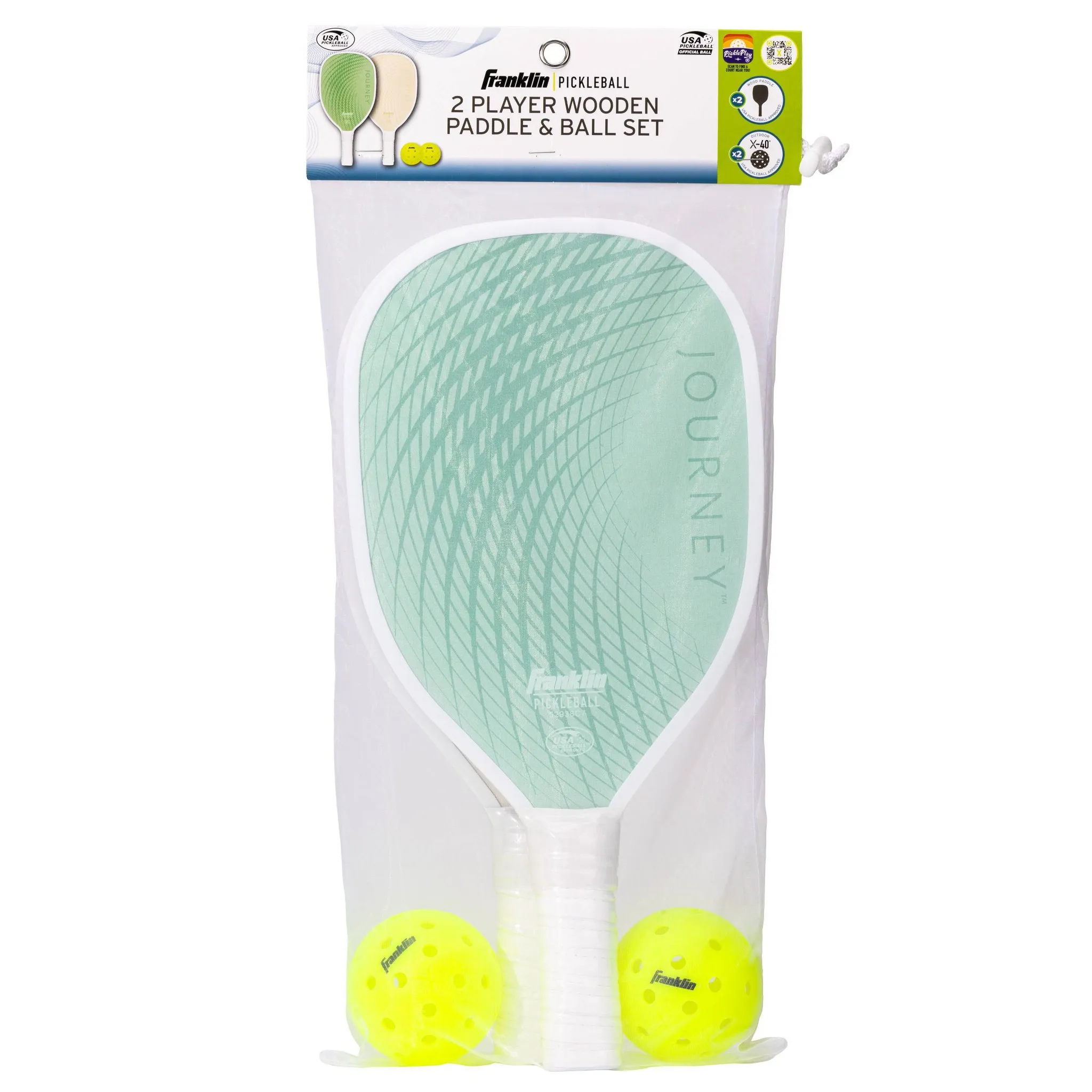 2 Player Journey Traditional Pickleball Paddle Set - Green - Image 2